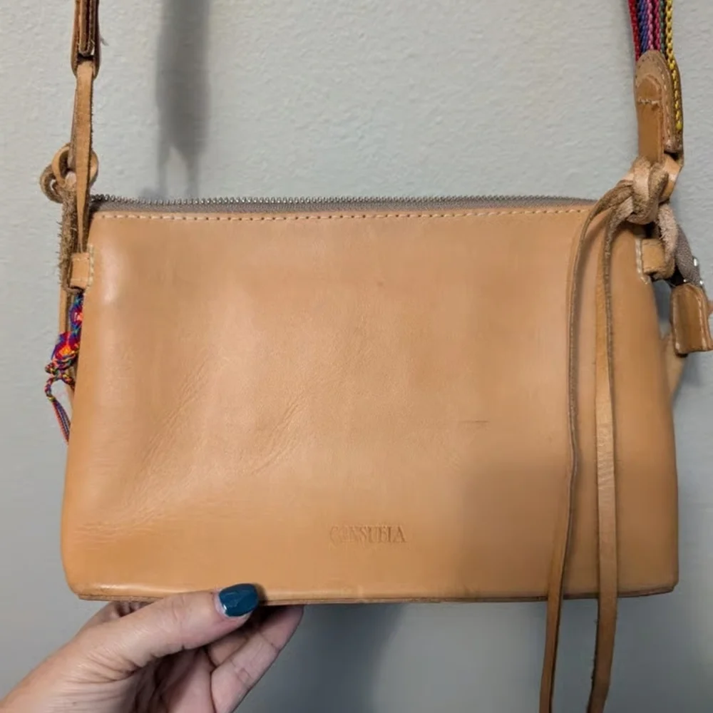 Consuela Beige Crossbody Bag with Colorful Strap - Picture 2 of 8